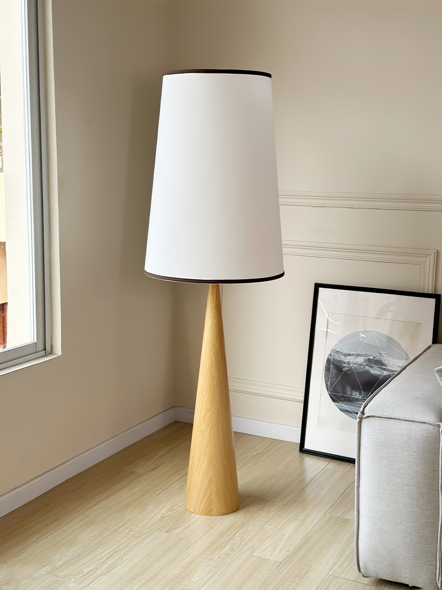 Faux Wood Conical Floor Lamp