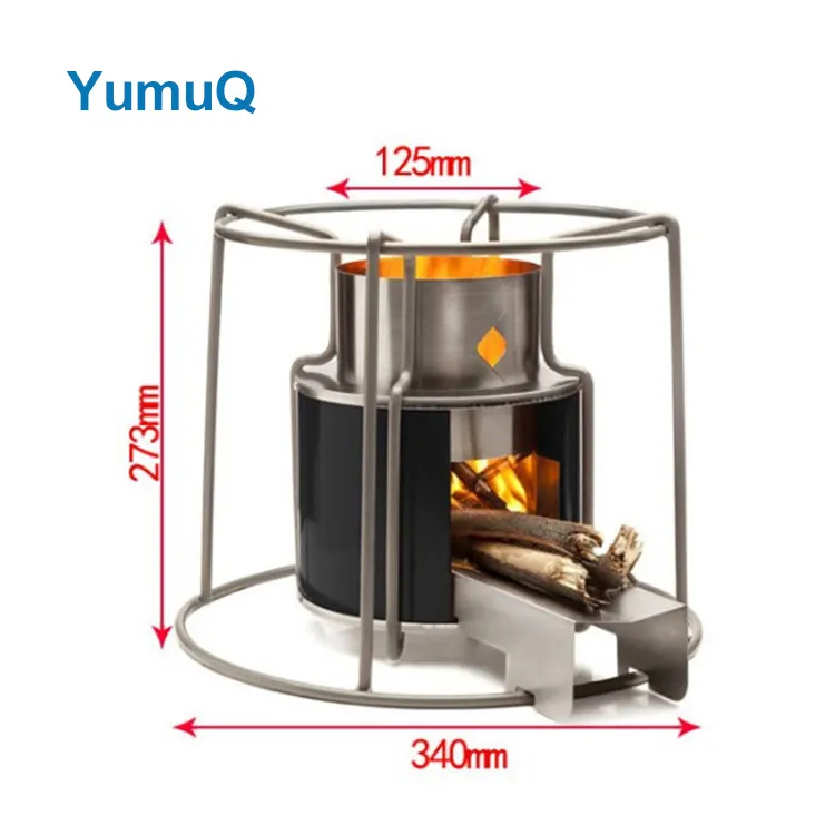 YumuQ 34cm Stainless Steel Portable Foldable Wood Burning Camping Stove For Outdoor Home Hiking Picnic