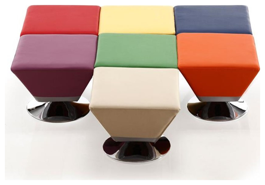 Manhattan Comfort Diamond Faux Leather Swivel Ottoman in Multi Color (Set of 7)   Contemporary   Footstools And Ottomans   by Homesquare  Houzz