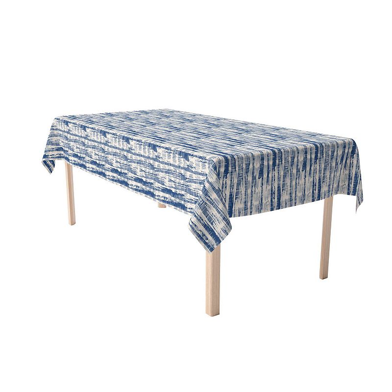 Rectangular Tablecloth， 100% Cotton， 52x104， Blue Batik Stripe