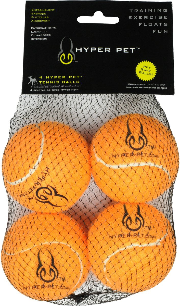 Hyper Pet Tennis Balls， Dog Fetch Toys， Grade A Rubber Ball， Orange， 4 Count