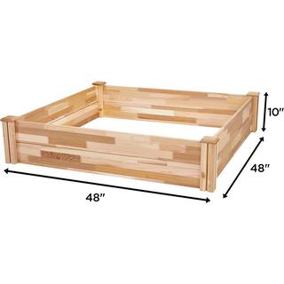 JUMBL Raised Garden Bed 48 in. x 48 in. x 10 in. Elevated Canadian Cedar Wood Herb Garden planter JUM104848