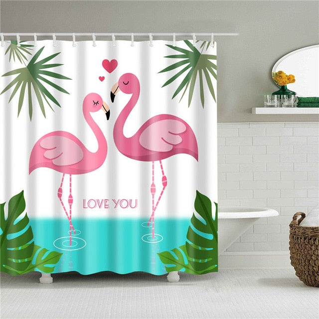 Nordic Pictures Polyester Waterproof Shower Curtains High Quality Animals Flamingo Shower Curtain In The Bathroom