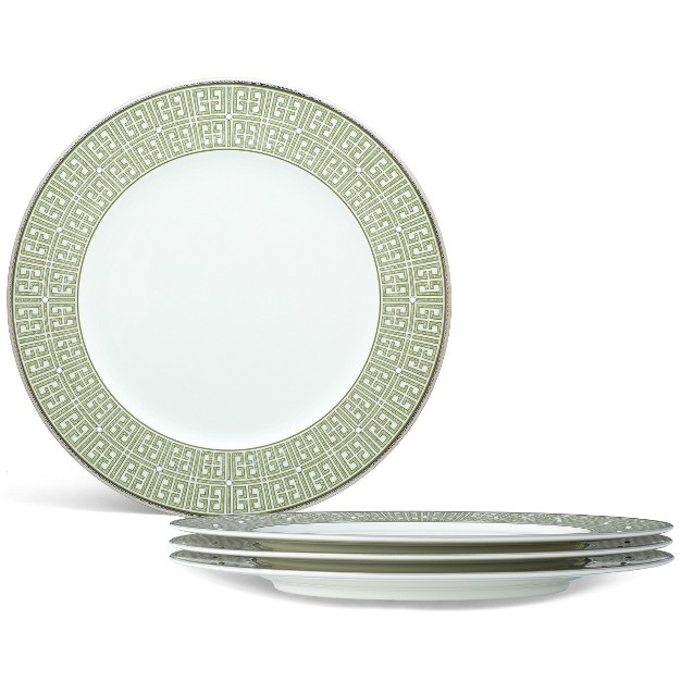 Noritake Infinity Green Platinum Set Of 4 Dinner Plates