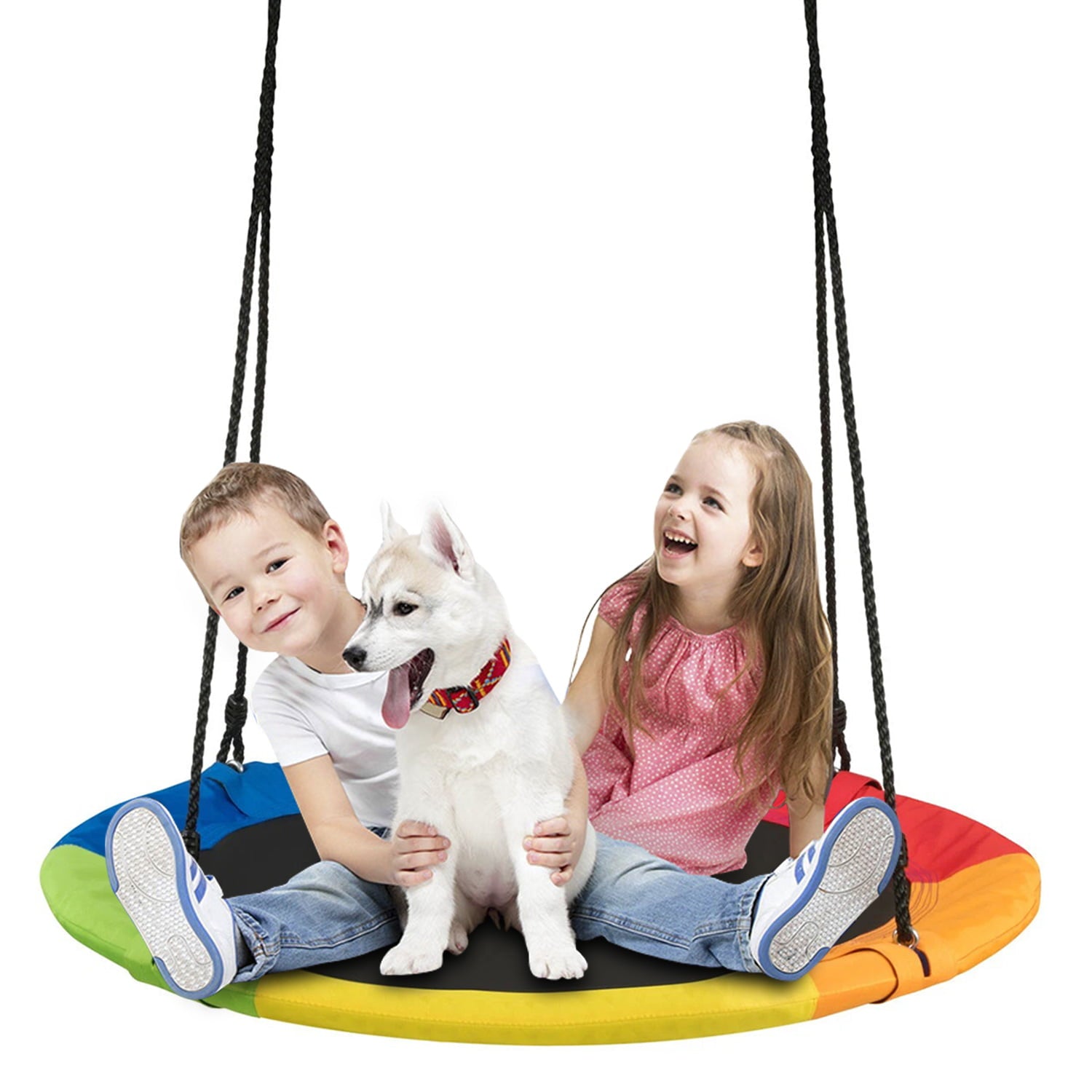 SUGIFT 40in Tree Swing Indoor Outdoor Play Set Swing for Kids， Colorful