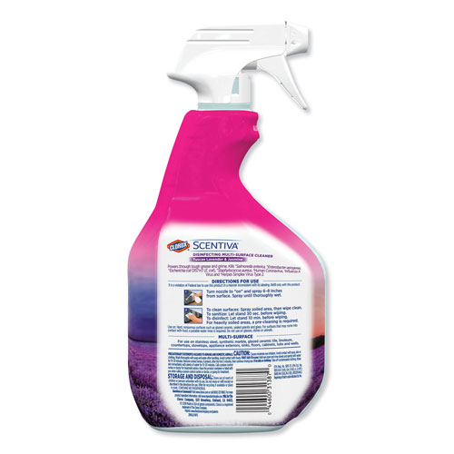 Clorox Scentiva Multi Surface Cleaner | Tuscan Lavender and Jasmine， 32oz， Spray Bottle | CLO31387