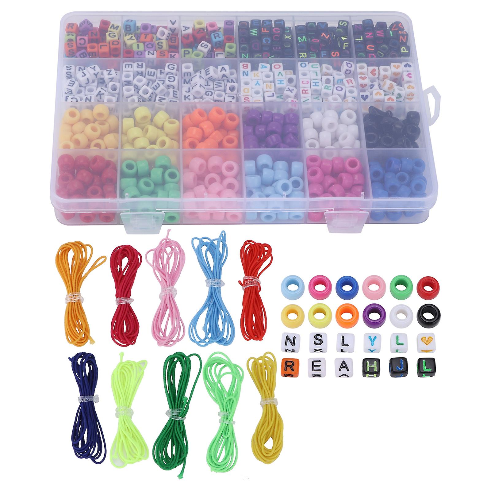 Letter Beads 6mm 10 Color Elastic Thread Big Hole Beads Set For Crafts Making Diy Handmade