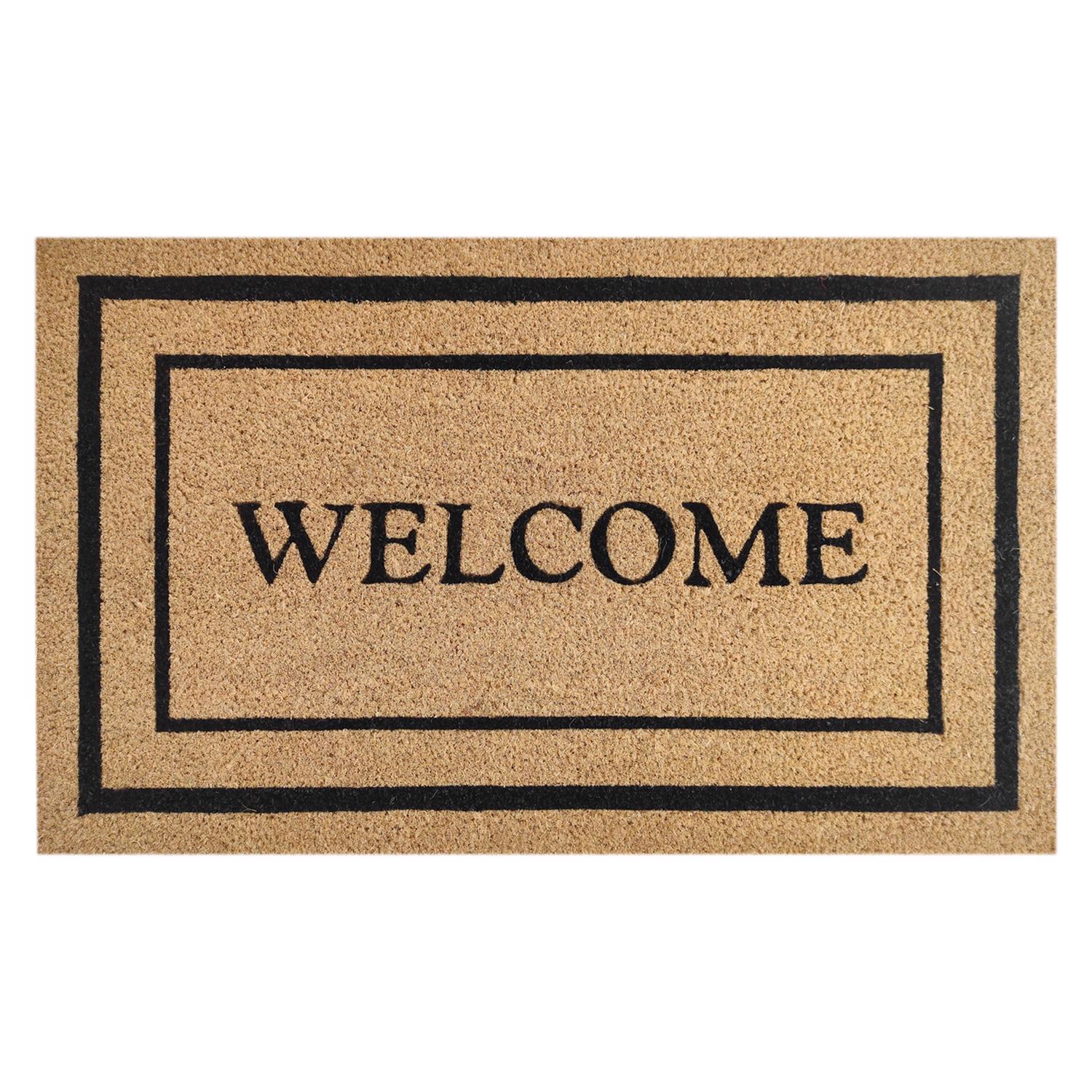 First Concept 30 in. L X 18 in. W Black/Brown Welcome Coir Door Mat