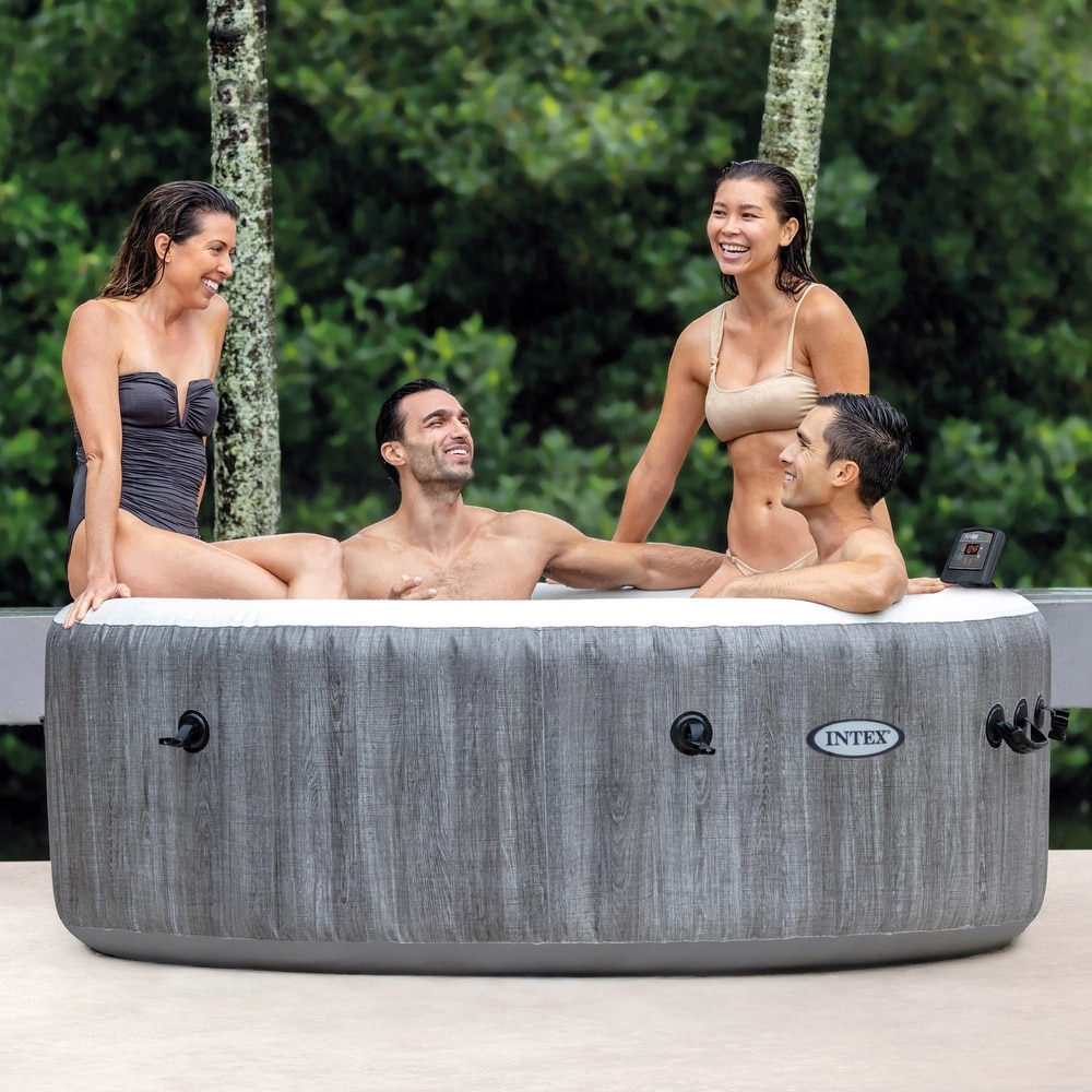 Intex 28439EP PureSpa Plus Greywood Inflatable Hot Tub Bubble Jet Spa  77 x 28\