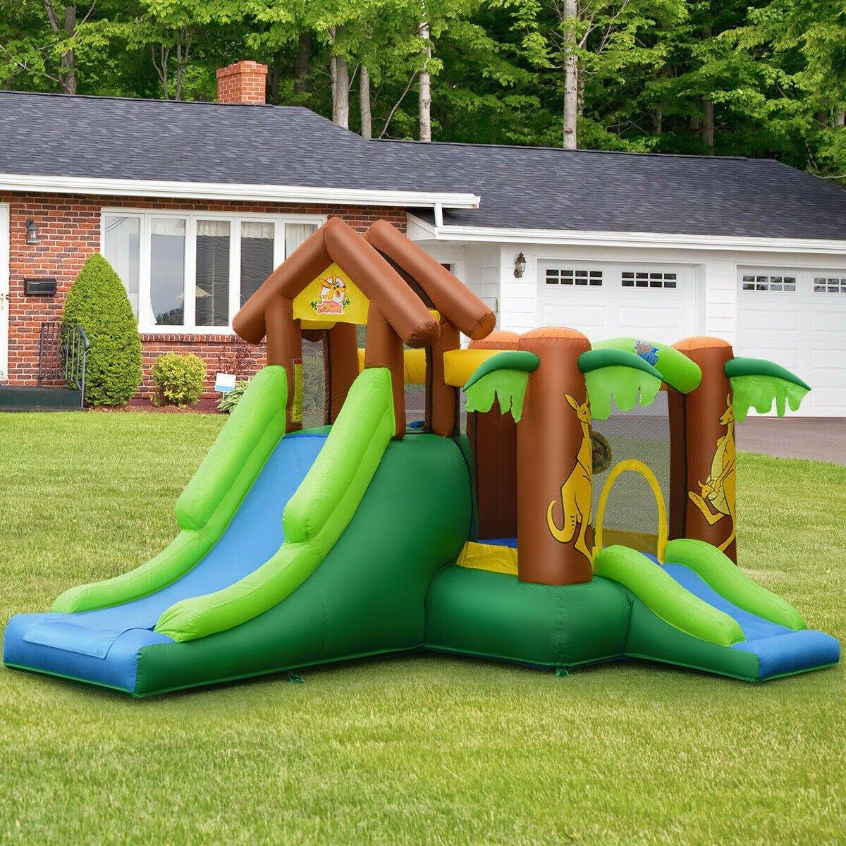 BOUNTECH Inflatable Bounce House, Jungle Jumping Bouncer w/ Double Slides (Without Blower)