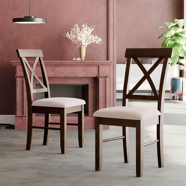 2-Piece Farmhouse Upholstered Dining Chairs