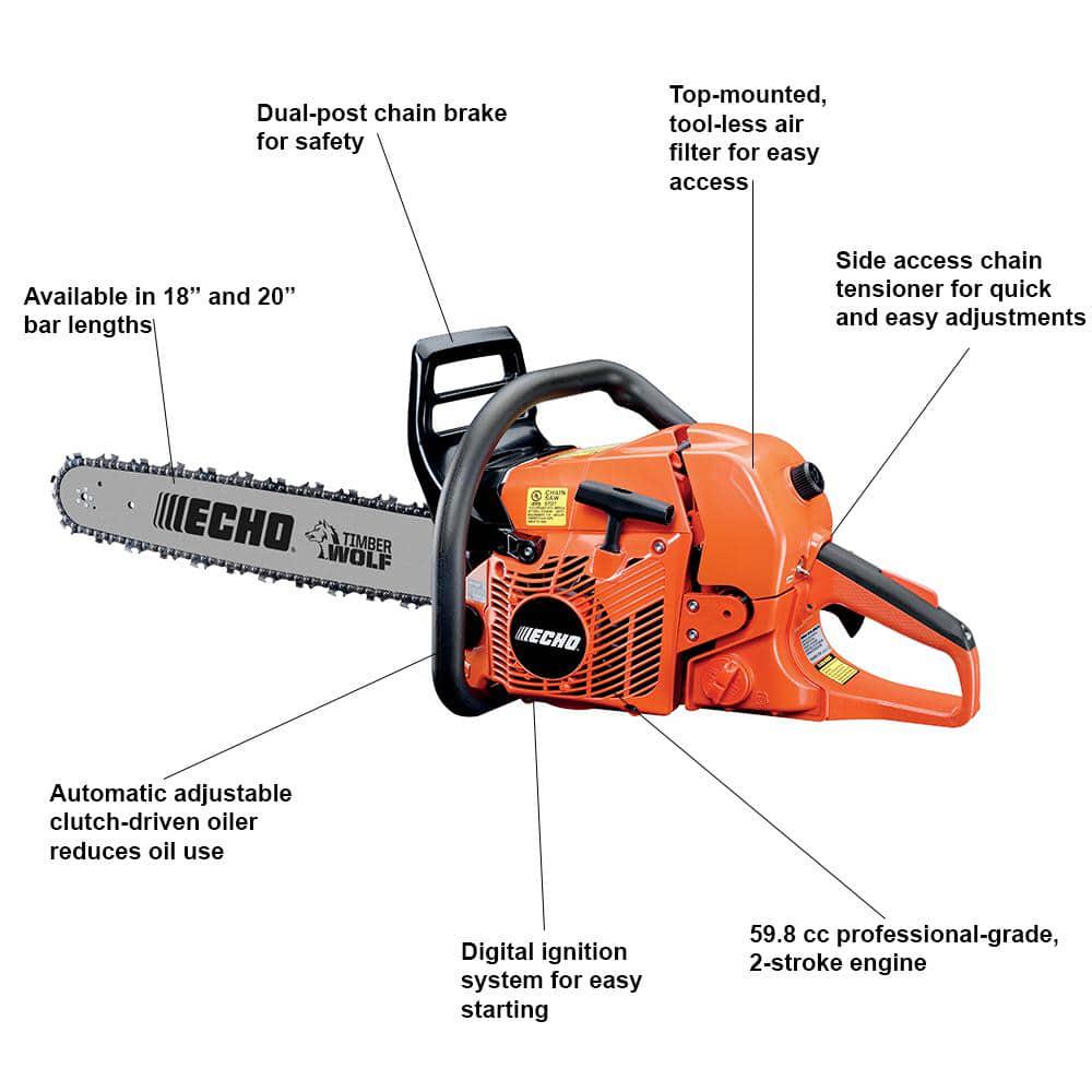 ECHO 24 in 598 cc Gas 2Stroke Rear Handle Timber Wolf Chainsaw