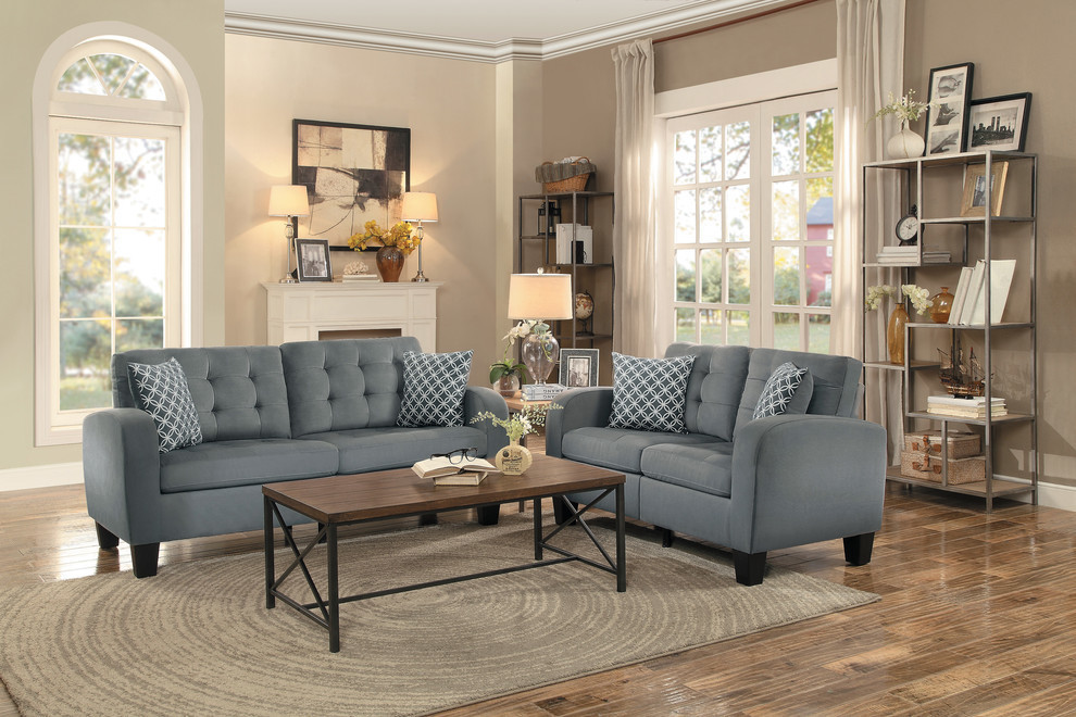 Dexter Love Seat With 2 Pillows   Transitional   Loveseats   by Lexicon Home  Houzz