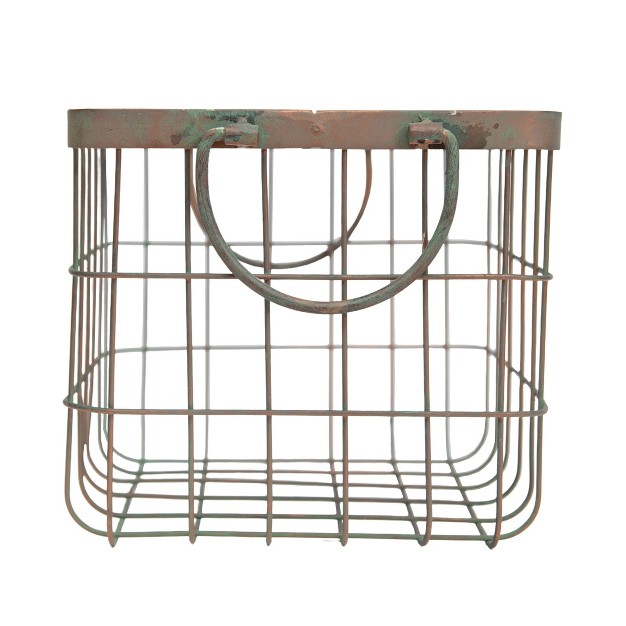 Patina Metal Basket Foreside Home amp Garden