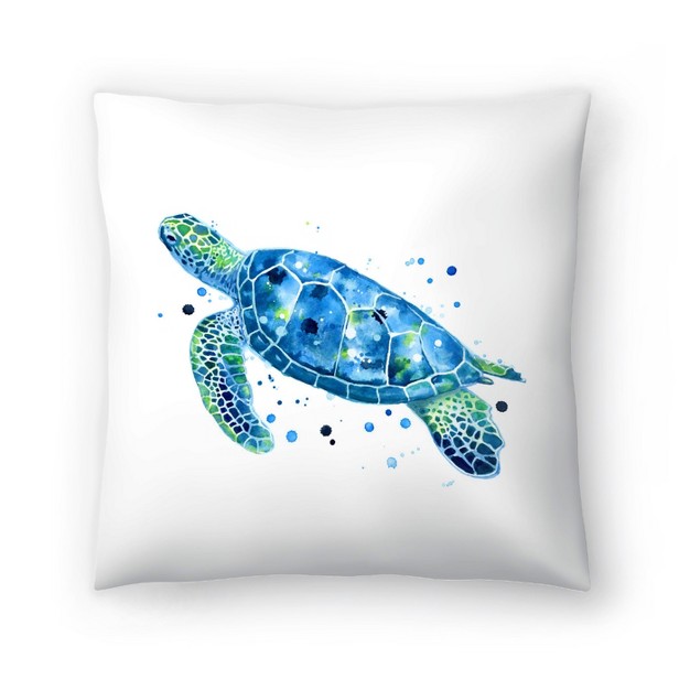 Americanflat Animal Minimalist Sargasso Blue Sea Turtle Throw Pillow By Sam Nagel