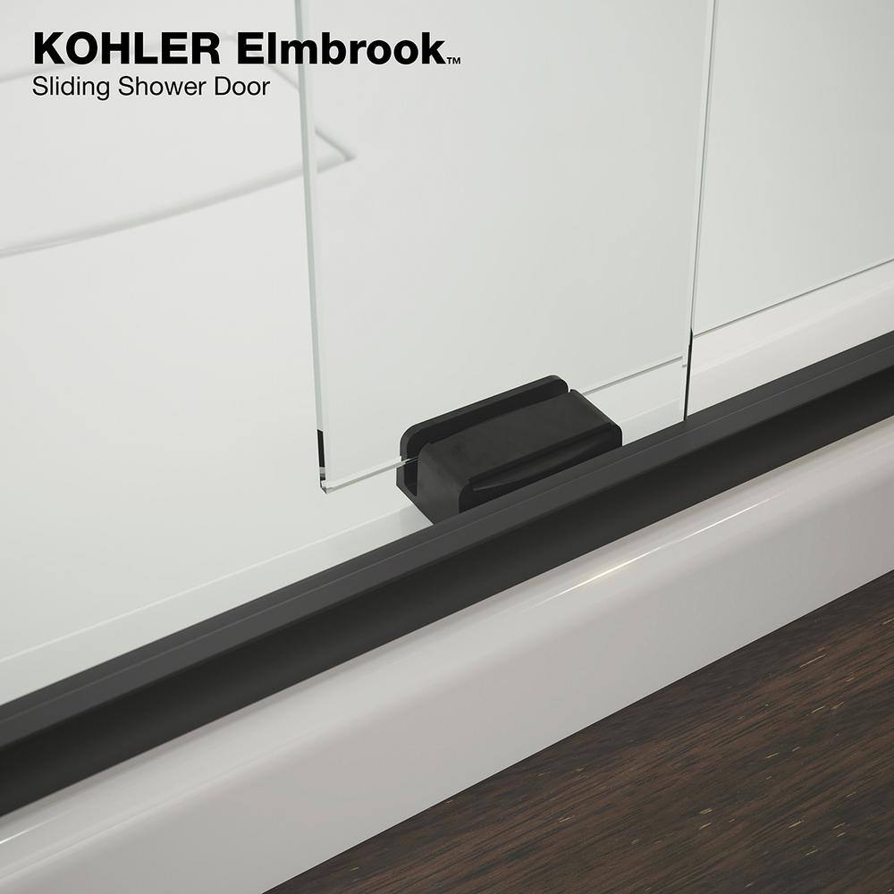 KOHLER Elmbrook 59.625 in. x 61.5625 in. Frameless Sliding Bathtub Door in Matte Black K-706853-8L-BL