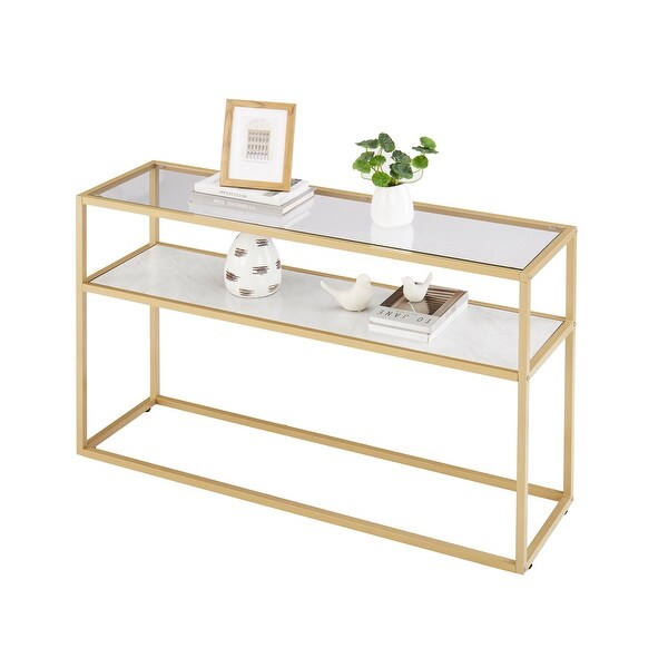 Modern Open Hallway Table Glass Console Table with Adjustable Feet