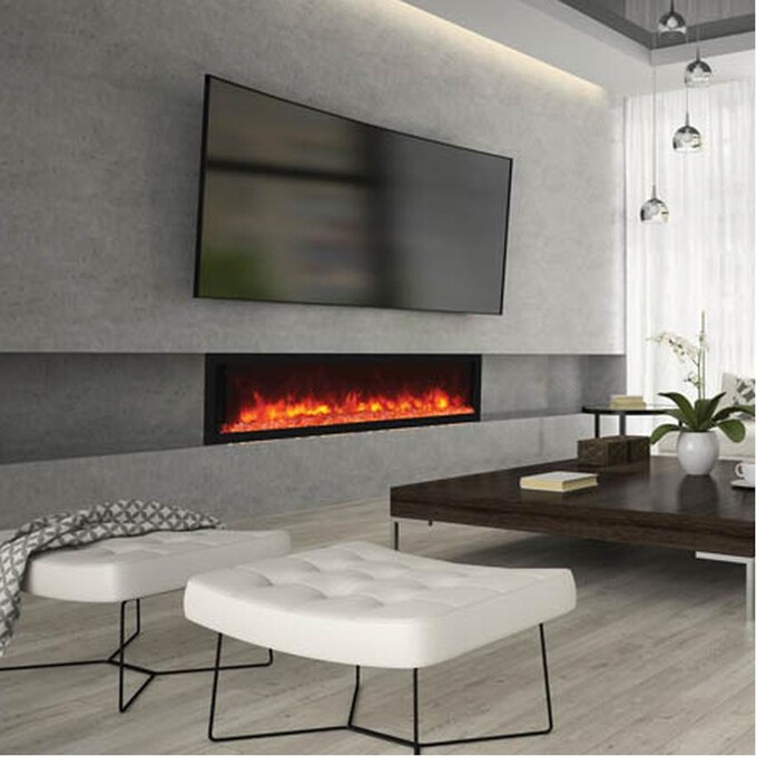 Remii by Amantii Panorama Deep 65-Inch Built-In Electric Fireplace with Black Steel Surround