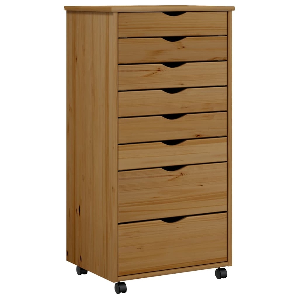 vidaXL Rolling Cabinet with Drawers MOSS different color Solid Wood Pine