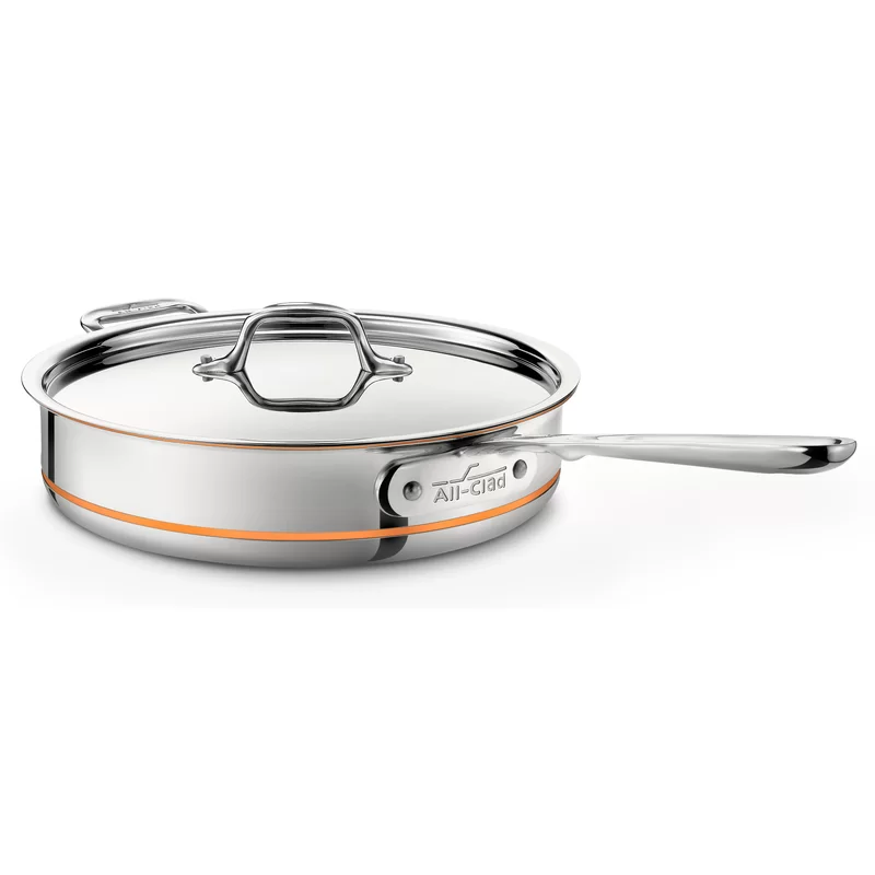 All-Clad 6405 SS Copper Core 5-Ply Bonded Dishwasher Safe Saute Pan Cookware， 5-Quart， Silver