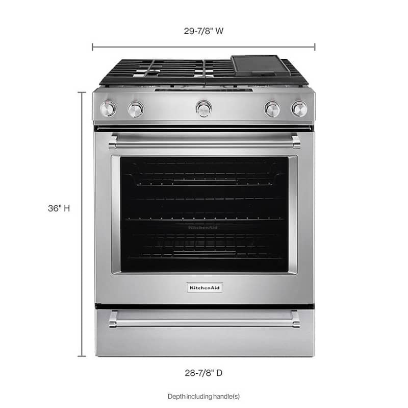 KitchenAid ADA 30 Stainless Steel Slide-In Convection Gas Range With Baking Drawer