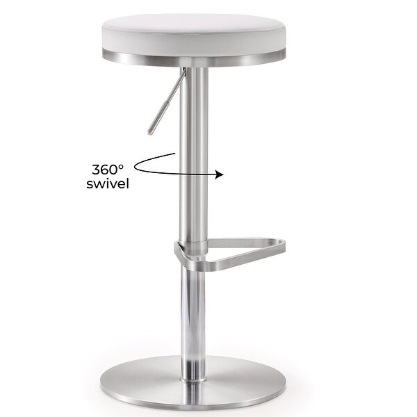 Fano Stainless Steel Faux Leather Adjustable Round Barstool