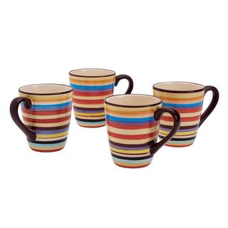 Tabletops Gallery Sedona Stripe 16 oz. Mugs (Set of 4) TTU-M6806-EC