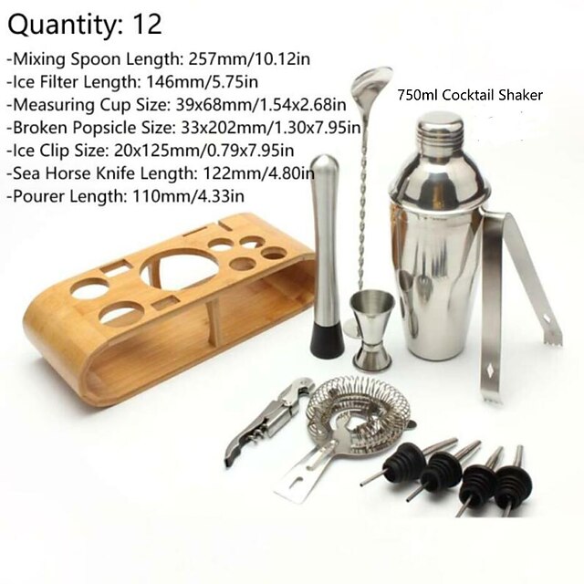 Insulated Cocktail Shaker Mixer Bartender Kit Cocktail Shaker Mixer Stainless Steel 750ml Bar Tool Set with Stylish Bamboo Stand Perfect Home Bartending Kit and Martini Cocktail Shaker Set