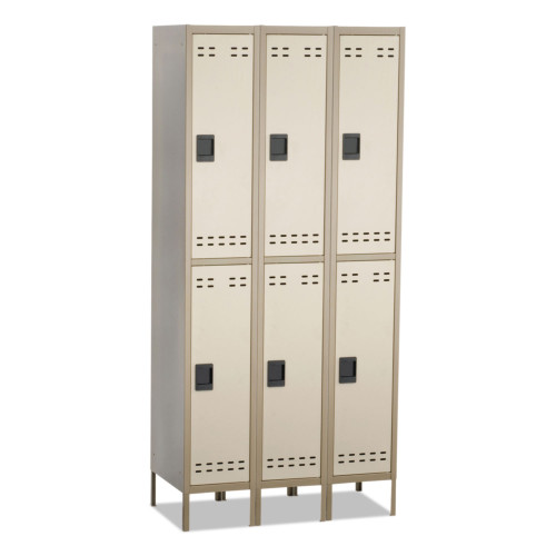 Safco Double-Tier， Three-Column Locker， 36w x 18d x 78h， Two-Tone Tan (5526TN)