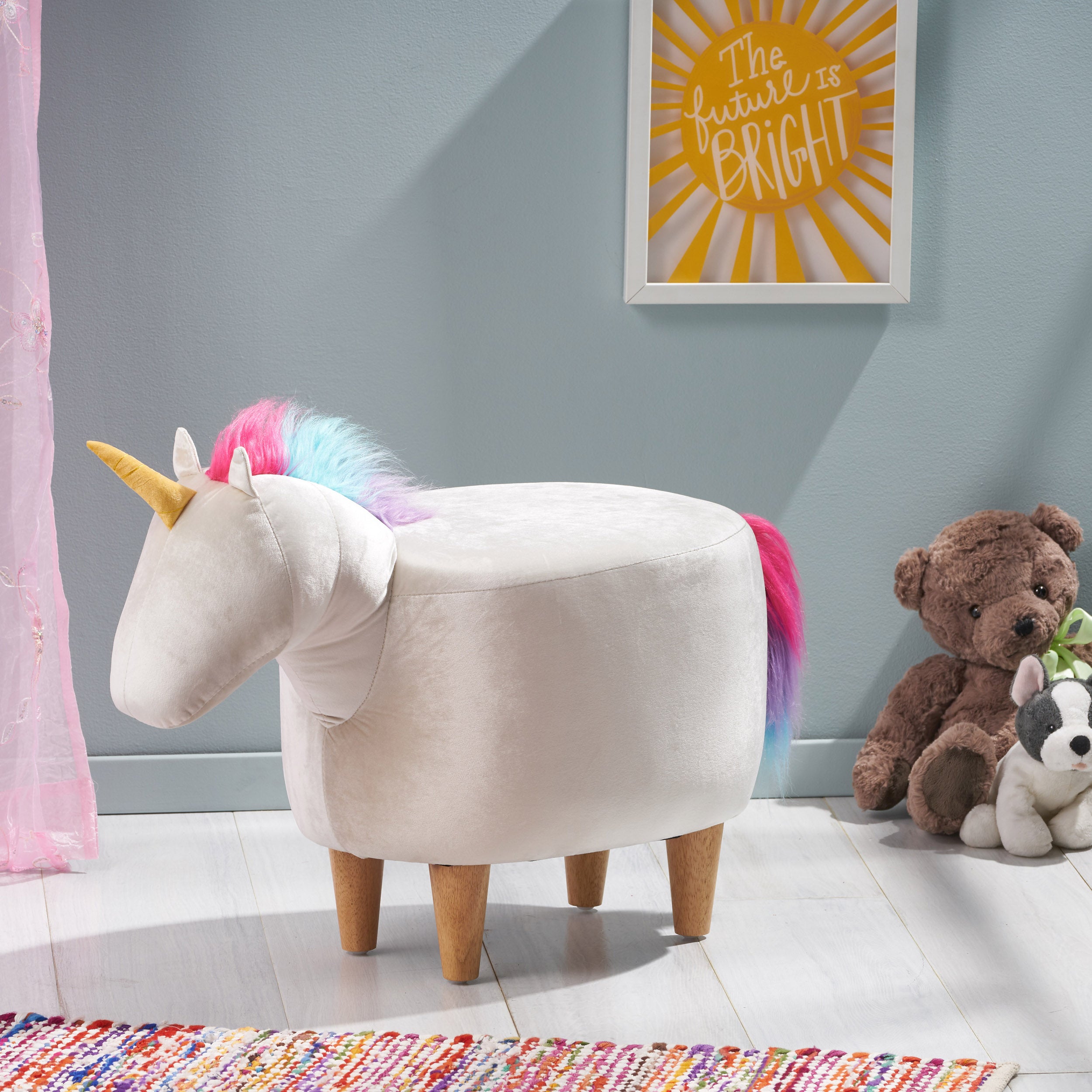 Saney Velvet Unicorn Ottoman