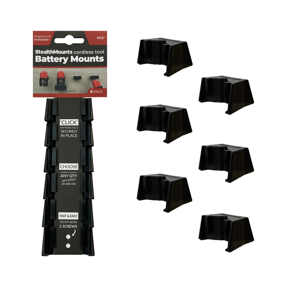 StealthMounts BLACK Battery Mount for Milwaukee M12 6pk