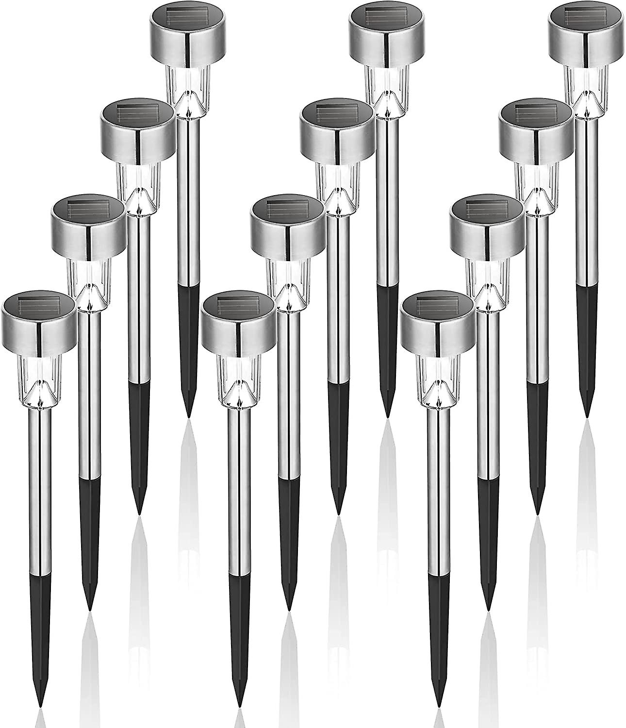 12pcs stainless steel cold light solar lawn lamp outdoor garden plug lamp