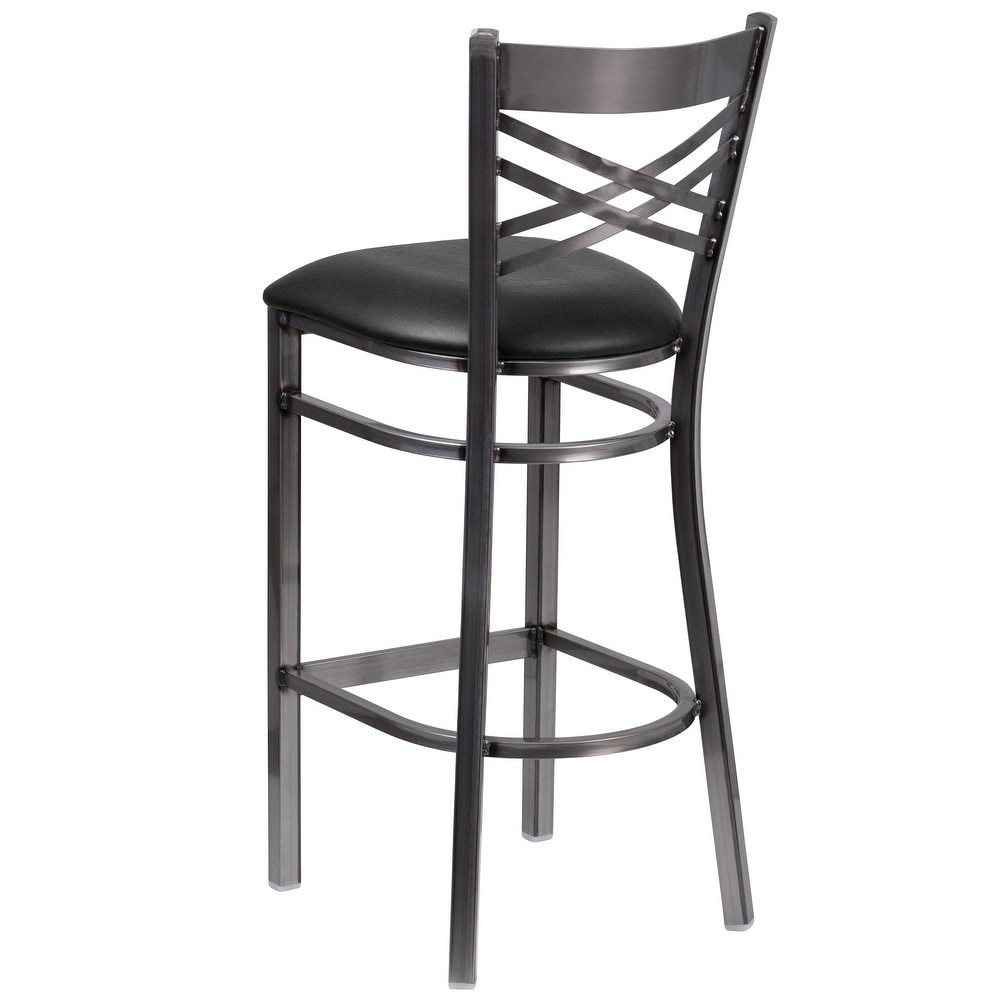 X Back Metal Restaurant Barstool   Vinyl Seat   17\