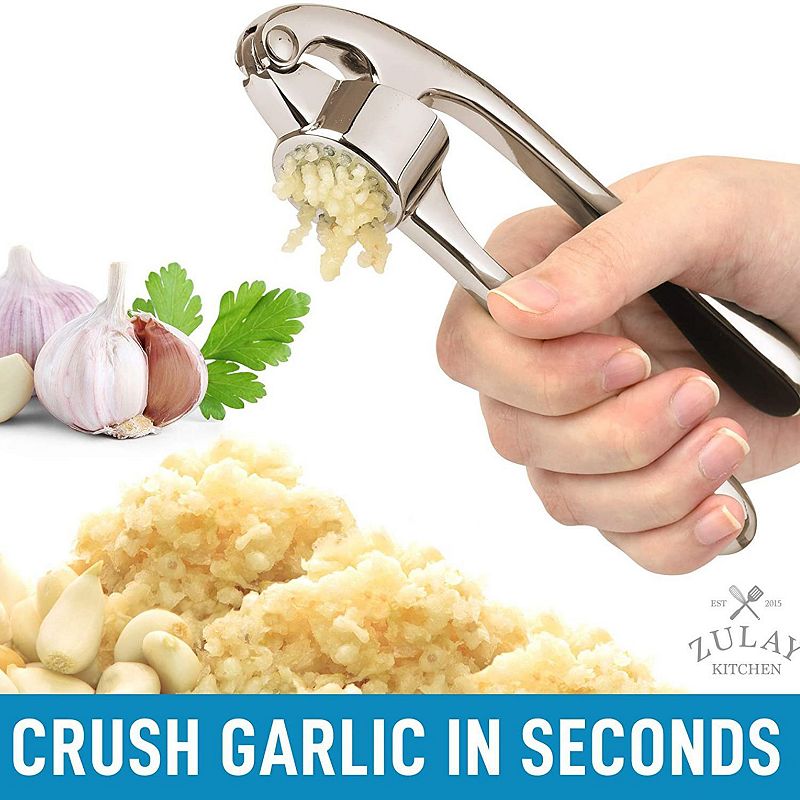 Garlic Press and Peeler Set With Silicone Peeler and Brush