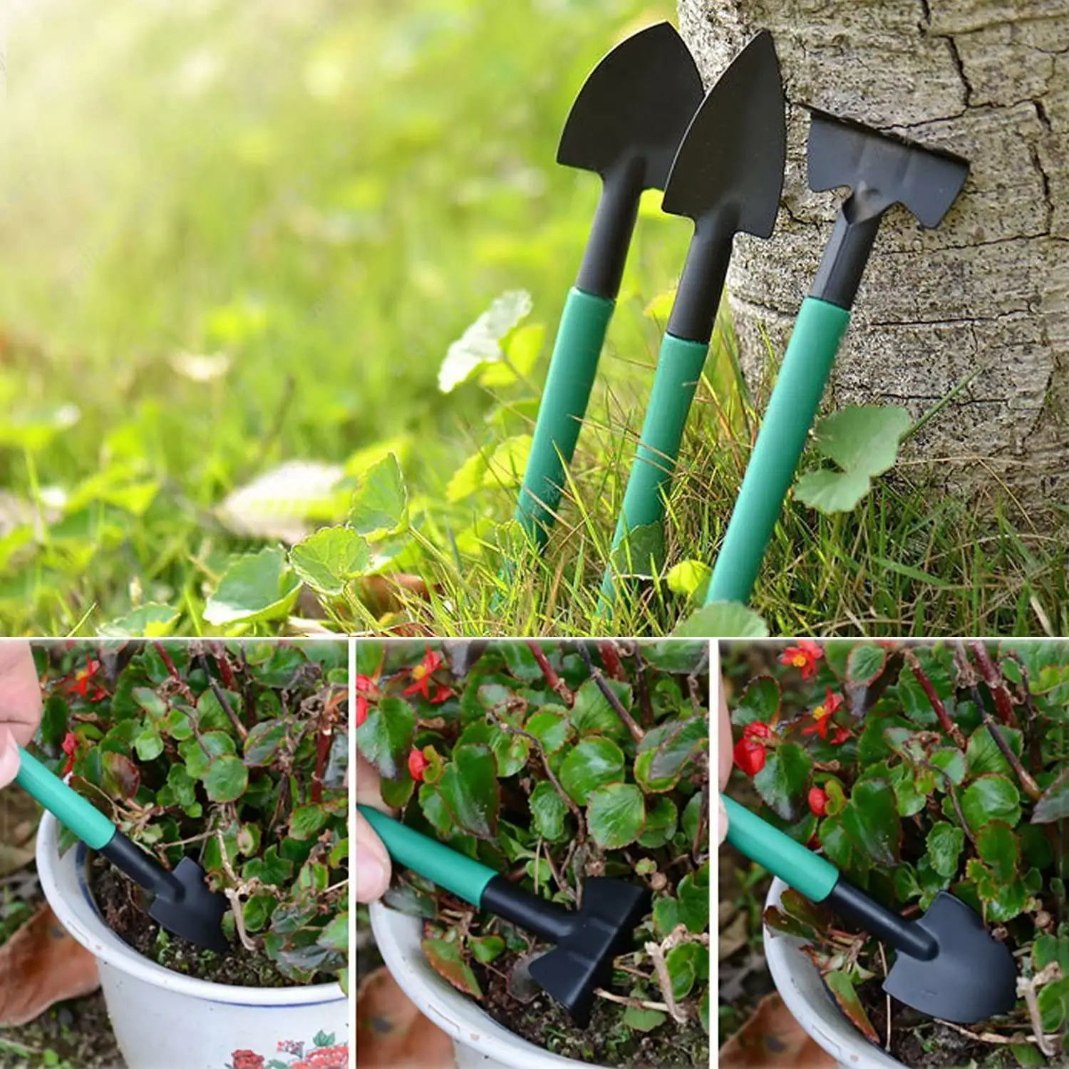 Garden Hand Tools Set Print Ergonomic Handle Rake Weeder Pruner Shears Sprayer Garden Tool With Carrying Case Garden Tools Sets