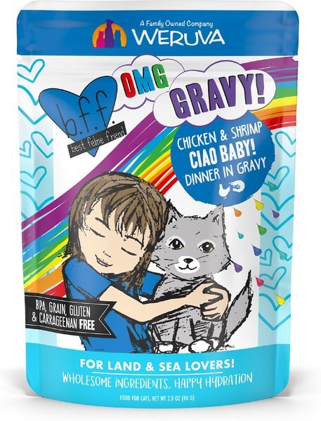 BFF OMG Ciao Baby! Chicken and Shrimp Dinner in Gravy Grain-Free Cat Food Pouches