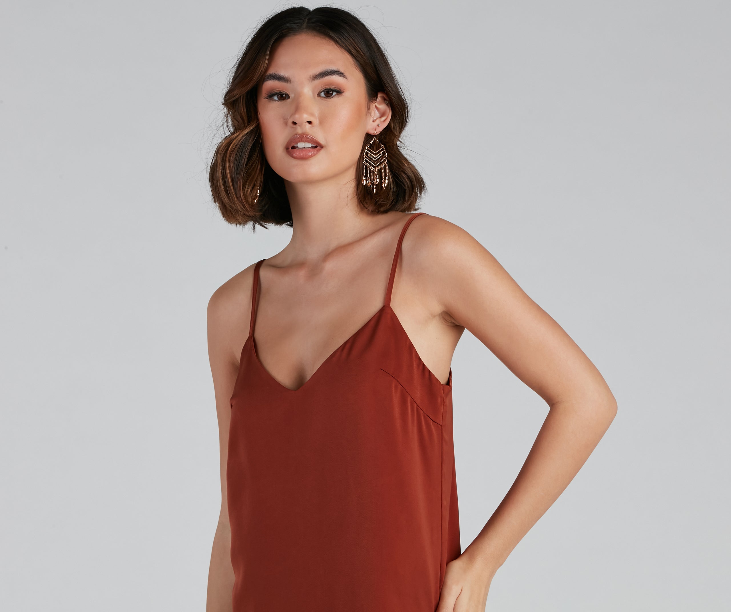 Weekend Chic Satin V-Neck Slip Dress