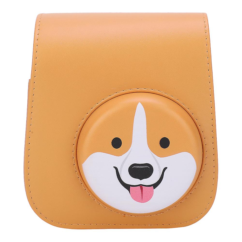 Pu Vintage Camera Bag Single Shoulder Messenger Storage Packet Fit For Mini11 Camerasyellow Dog