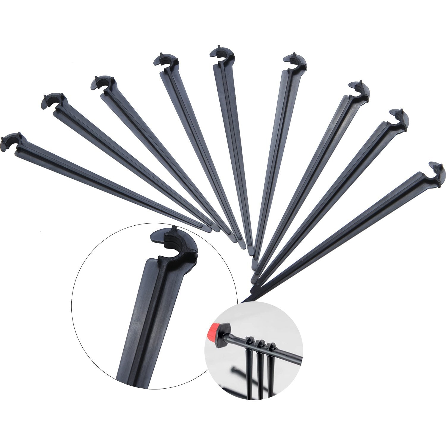 Elcoho 150 Pieces Drip Irrigation System Kits Adjustable Irrigation Drippers Support Stakes Drip Sprinklers Emitters for Vegetable Gardens or Flower Beds