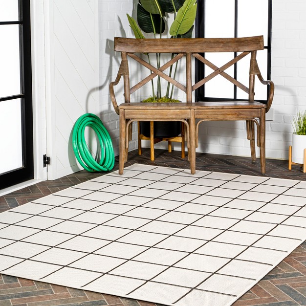 Grid Modern Squares Indoor outdoor Area Rug Jonathan Y