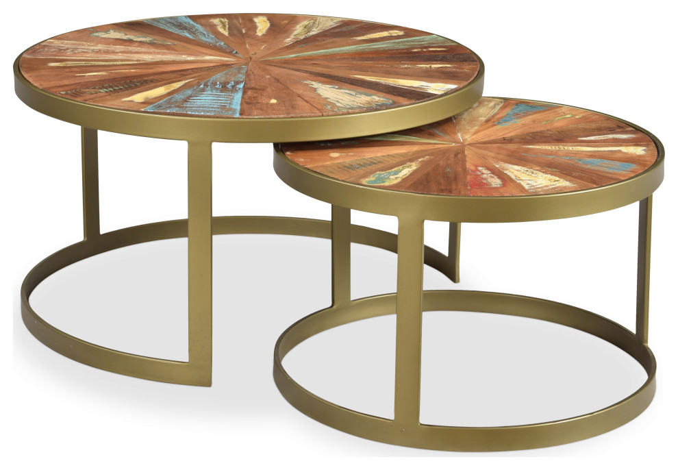 Delian Round coffee table with gold legs  set of 2   Contemporary   Coffee Table Sets   by Timbergirl  Houzz