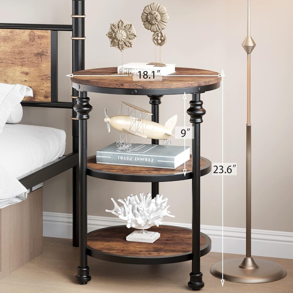 End Table 3 Tier Round Side Table