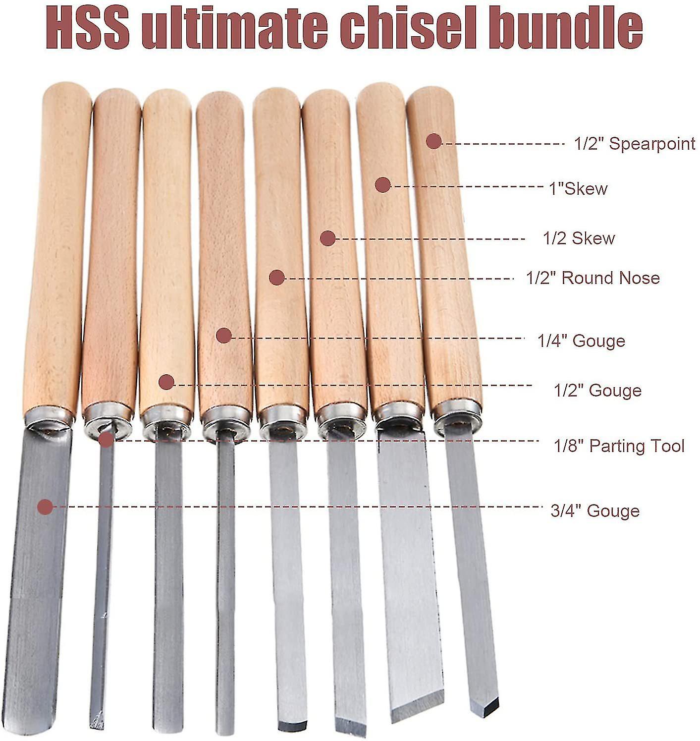 Set Of 8 Wood Lathe Chisels