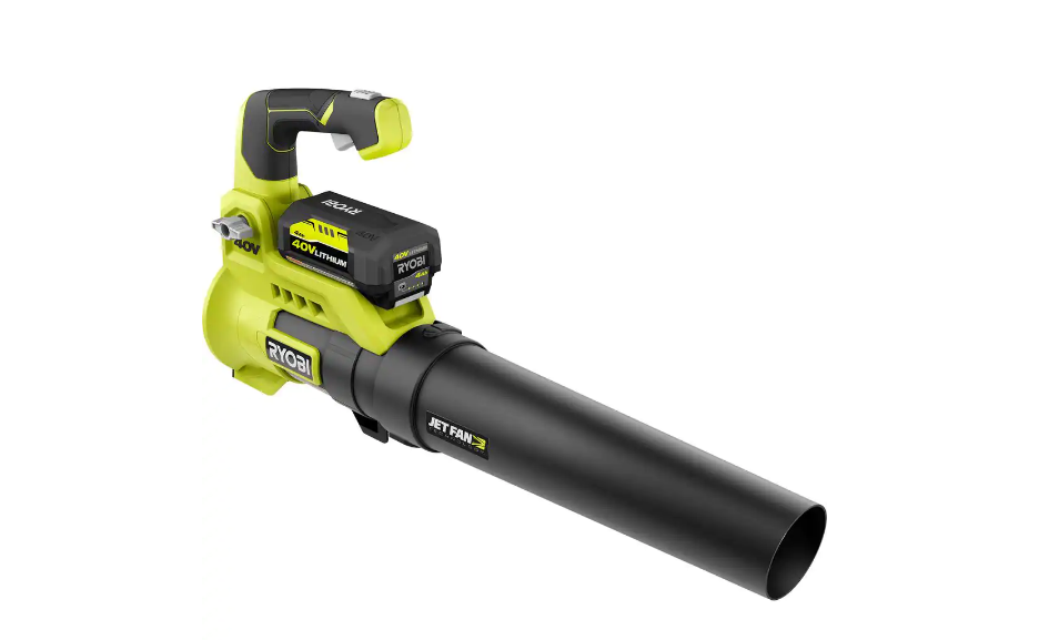 RYOBI RY40480VNM 40V 110 MPH 525 CFM Cordless Battery Variable-Speed Jet Fan Leaf Blower with 4.0 Ah Battery and Charger