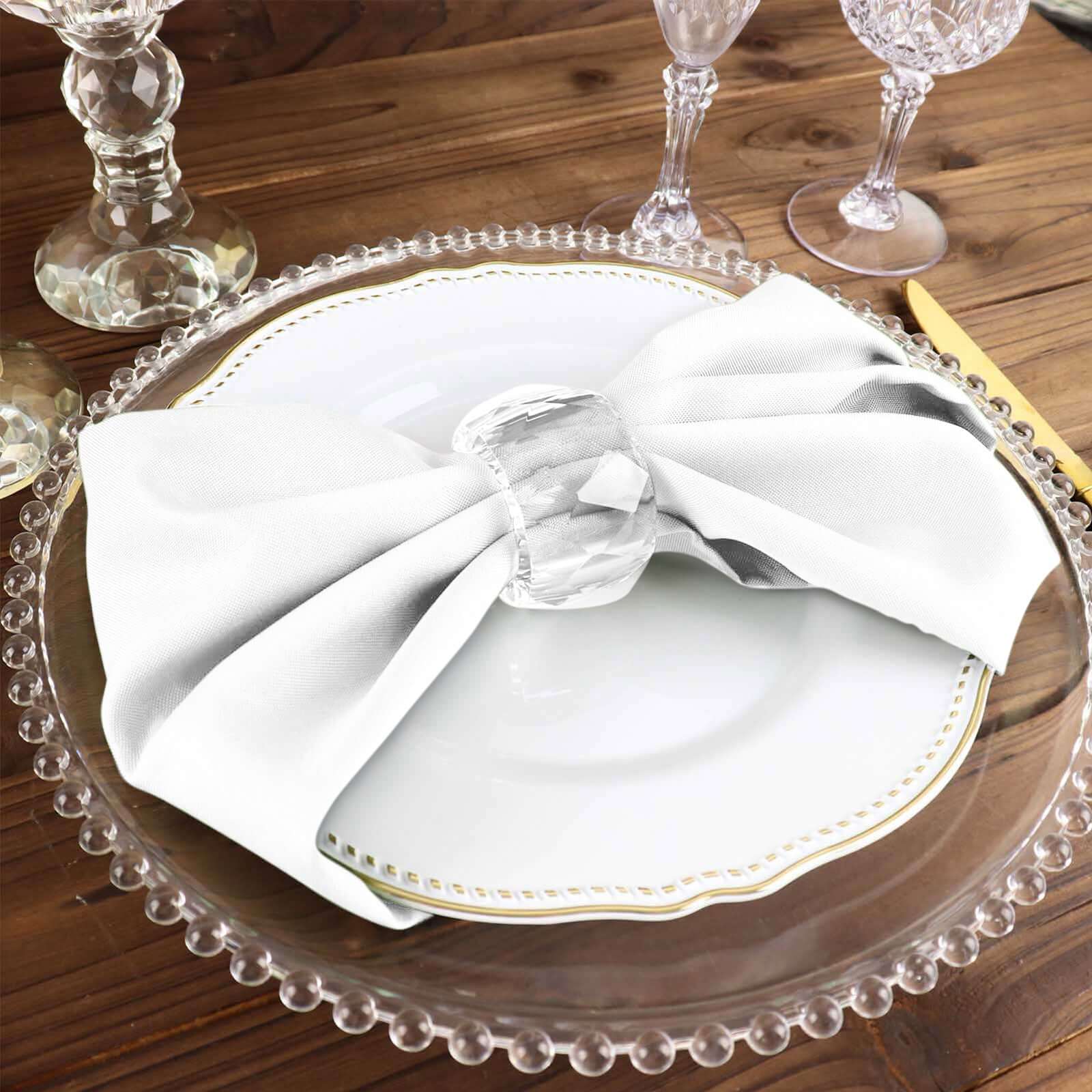 5 Pack White Cloth Napkins with Hemmed Edges, Reusable Polyester Dinner Linen Napkins - 17