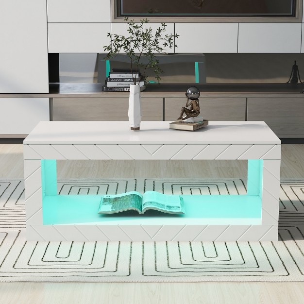 Modern Open Coffee Table With 16 Color Led Lights Modernluxe