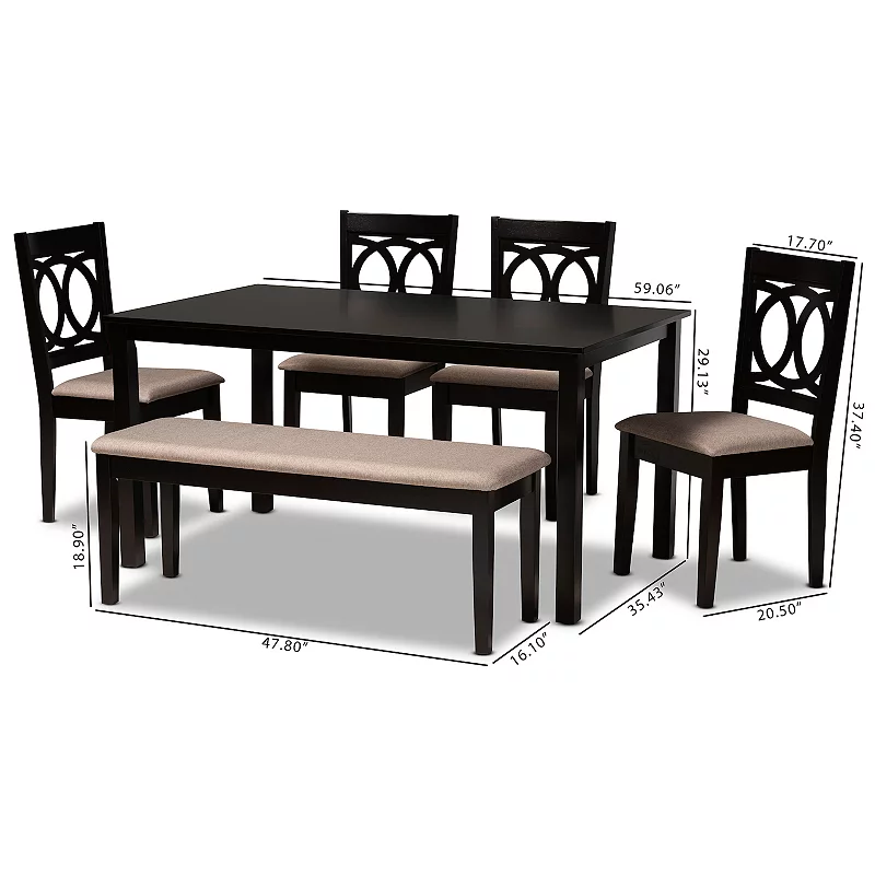 Baxton Studio Bennett Dining Table 6-piece Set