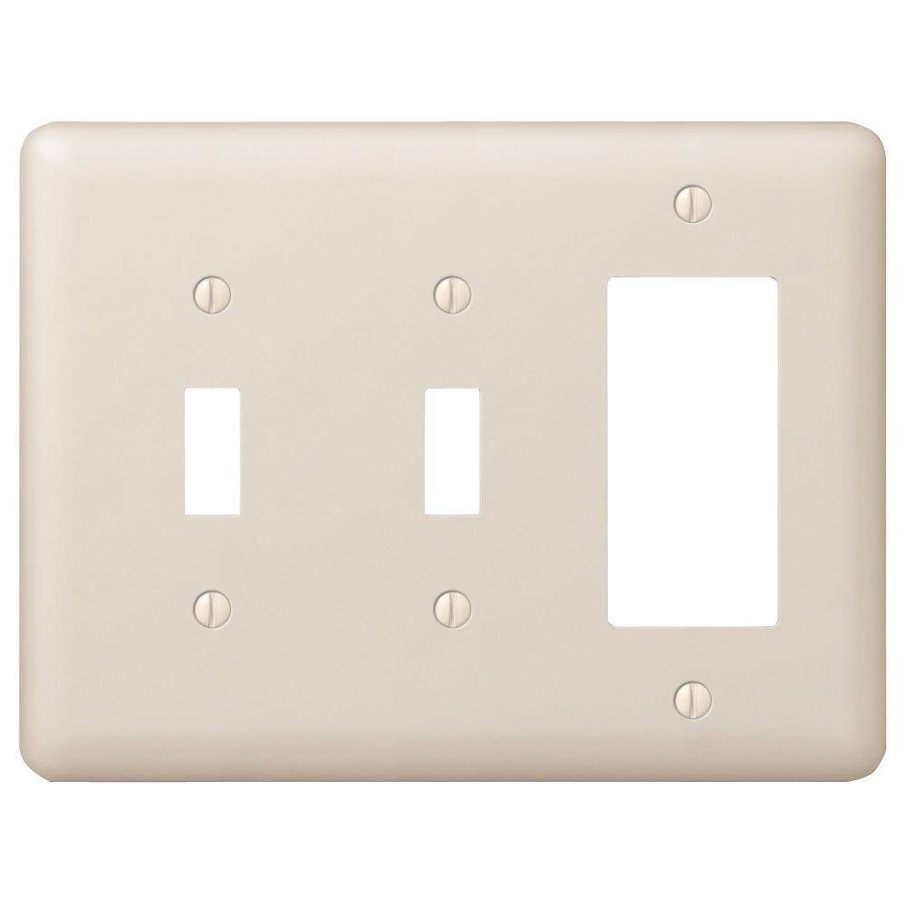 AMERELLE Declan 3 Gang 2-Toggle and 1-Rocker Steel Wall Plate - Almond 935TTRAL