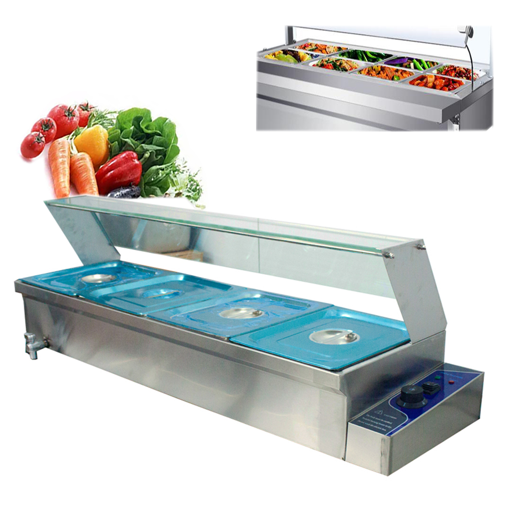 TECHTONGDA Buffet Food Warmer Stainless Steel Bain Marie Buffet Countertop 4 Pan Electric Steam Heater 6