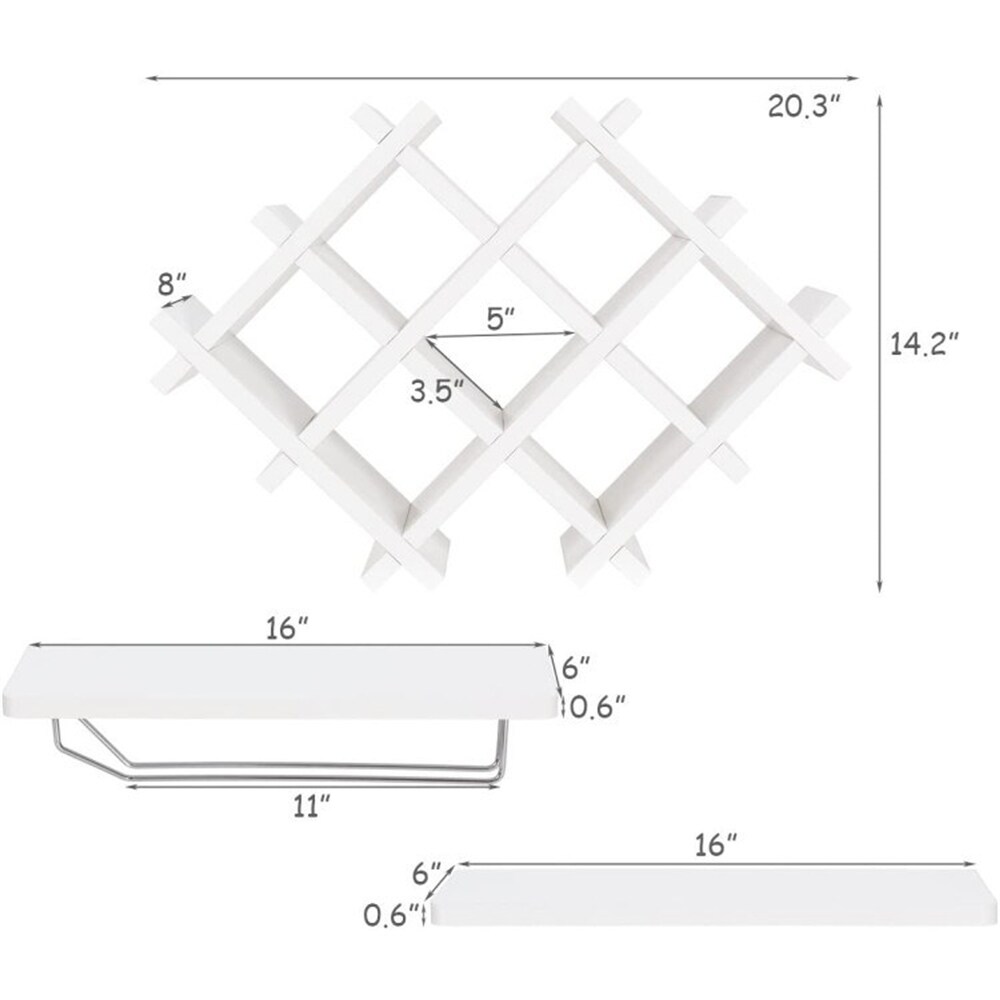 White Set of 5 Wall Mount Wine Rack Set